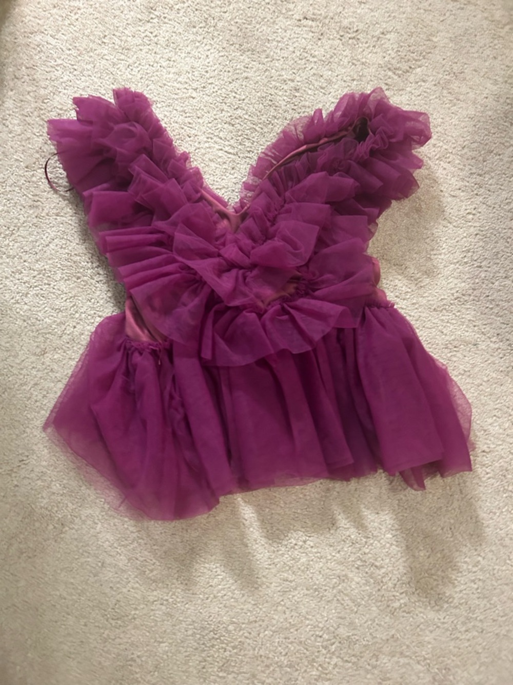 Blu Pepper Plum Ruffle Pea Plum Tulle Top Medium - Picture 3 of 3